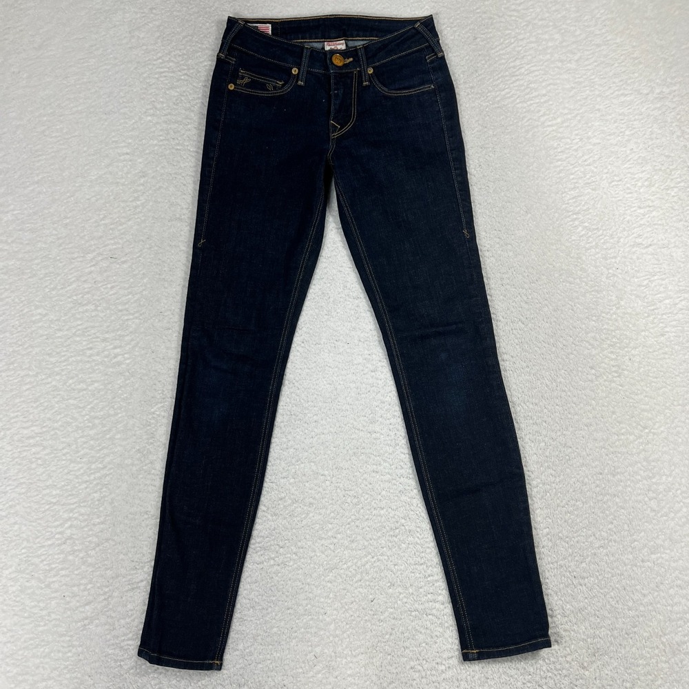 TRUE RELIGION Skinny Jeans, Women's 24 (25x28) TRBJ Leather Patch Dark Blue